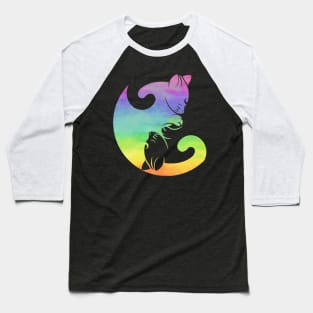 Cat Yin Yang Rainbow Yoga Meditation Positive Negative Balance LGBT Baseball T-Shirt